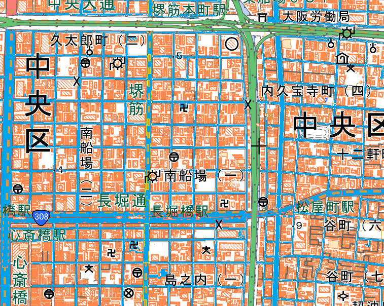 大阪市の碁盤の目