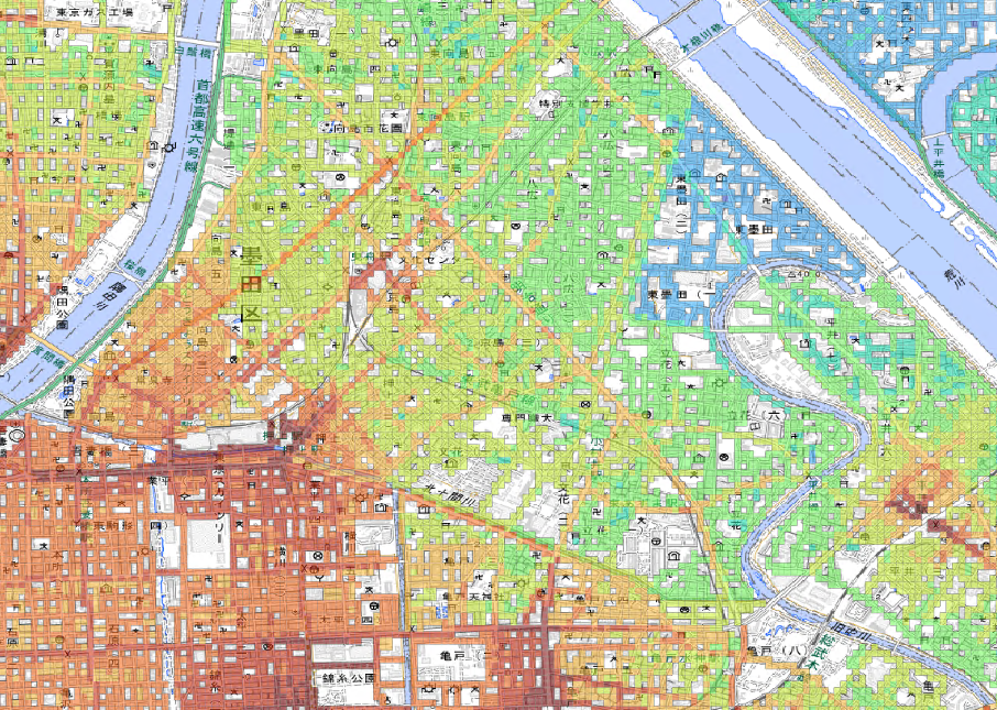 路線価メッシュ_狭域（下図に国土地理院タイルを使用）